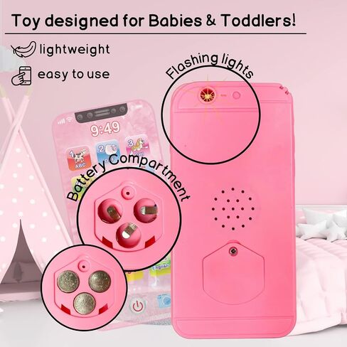 ZeenKind Baby Phone Toy English & Spanish Learning for Toddlers 1 2 3 Years Old, Learn Spanish ABC Numbers Animal Sounds, Interactive Bilingual Cellphone Toy for Kids, Juguetes Educativos, Pink in Saudi Arabia