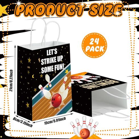 Kolldenn 24 PCS Bowling Party Favors Paps Paper Bowling Ball Valcs Bowling Goodie Bags Sports Placs With Bandles for Bowling Birth in Saudi Arabia