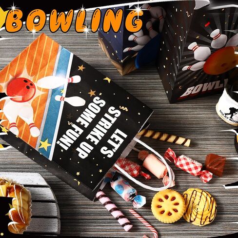 Kolldenn 24 PCS Bowling Party Favors Paps Paper Bowling Ball Valcs Bowling Goodie Bags Sports Placs With Bandles for Bowling Birth in Saudi Arabia