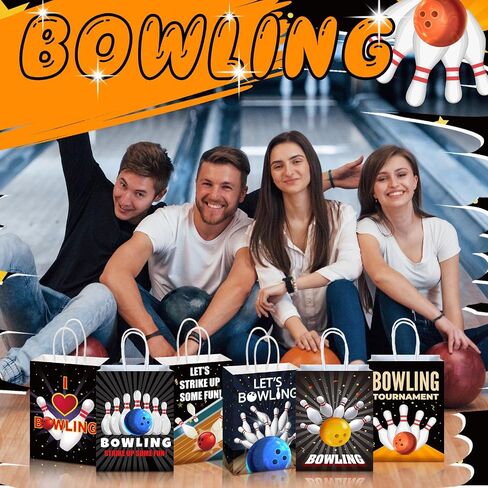 Kolldenn 24 PCS Bowling Party Favors Paps Paper Bowling Ball Valcs Bowling Goodie Bags Sports Placs With Bandles for Bowling Birth in Saudi Arabia