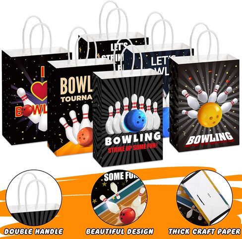 Kolldenn 24 PCS Bowling Party Favors Paps Paper Bowling Ball Valcs Bowling Goodie Bags Sports Placs With Bandles for Bowling Birth in Saudi Arabia