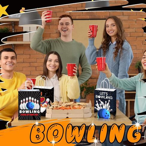 Kolldenn 24 PCS Bowling Party Favors Paps Paper Bowling Ball Valcs Bowling Goodie Bags Sports Placs With Bandles for Bowling Birth in Saudi Arabia