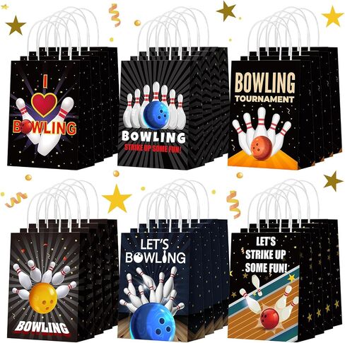 Kolldenn 24 PCS Bowling Party Favors Paps Paper Bowling Ball Valcs Bowling Goodie Bags Sports Placs With Bandles for Bowling Birth in Saudi Arabia
