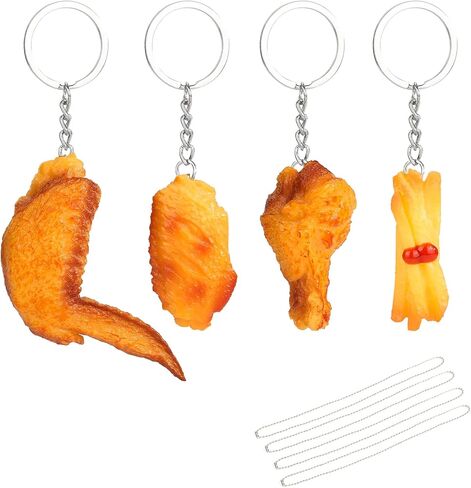 4pcs Chicken Nugget Keychain Funny 3d Plastic Key Chians Fake Food Key Chains Gag Gifts for Women Men in Saudi Arabia