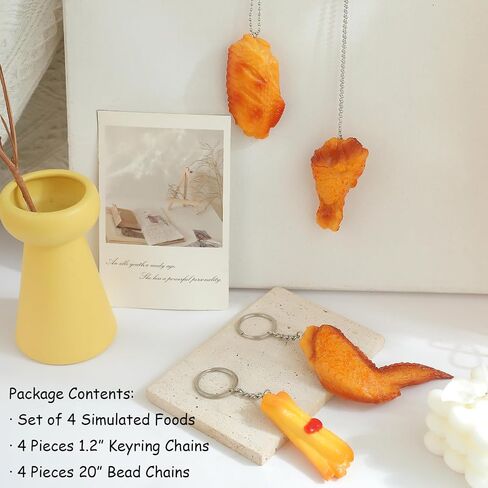 4pcs Chicken Nugget Keychain Funny 3d Plastic Key Chians Fake Food Key Chains Gag Gifts for Women Men in Saudi Arabia