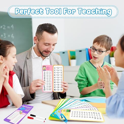 1-12 Multiplication Flash Cards, Large Math Table Flashcards, Including 15 Cards, 2 Dry Erase Markers, 1 Rings, Educational Times Table Flashcards for Classroom Home, for 1st to 3rd Grades in Kuwait