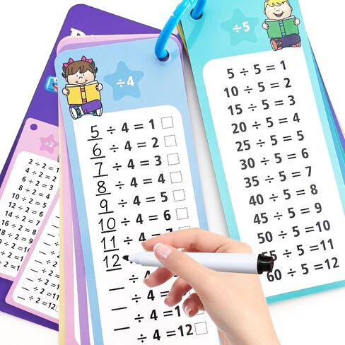 1-12 Multiplication Flash Cards, Large Math Table Flashcards, Including 15 Cards, 2 Dry Erase Markers, 1 Rings, Educational Times Table Flashcards for Classroom Home, for 1st to 3rd Grades in Kuwait
