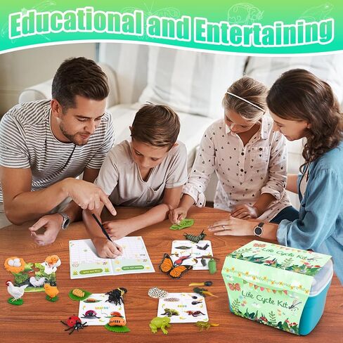 Life Cycle Learning & Education Toys, Montessori Toys Animal Toy Figurines for Frog, Butterfly, Chicken, Ladybug - Educational & Fun Matching Game Preschool Learning Toys Outdoor Explorer Kit in Saudi Arabia