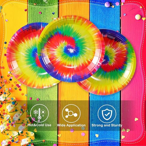 100 Pcs Tie Dye Plates 9 Inch Disposable Tie Dye Party Dinnerware Supplies Rainbow Paper Plates Tie Dye Party Supplies Tie Dye Birthday Decorations for Dinner Party Birthday Holiday in Saudi Arabia