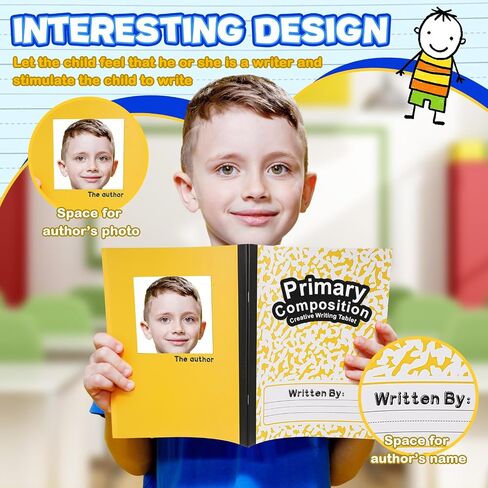 Henoyso 6 PCS PROMS PROMAL COPPOCITY COPPOONTION K-2 64 PAGES PRIMAL SCOPED BOOKS for 1st 2nd Dreves Kids Writing Drawing Practice Notebooks for Previcoool Ristoren School (Black) in Kuwait