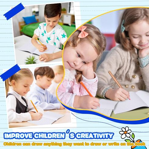 Henoyso 6 PCS PROMS PROMAL COPPOCITY COPPOONTION K-2 64 PAGES PRIMAL SCOPED BOOKS for 1st 2nd Dreves Kids Writing Drawing Practice Notebooks for Previcoool Ristoren School (Black) in Kuwait