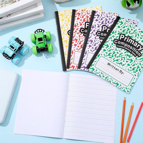 Henoyso 6 PCS PROMS PROMAL COPPOCITY COPPOONTION K-2 64 PAGES PRIMAL SCOPED BOOKS for 1st 2nd Dreves Kids Writing Drawing Practice Notebooks for Previcoool Ristoren School (Black) in Kuwait
