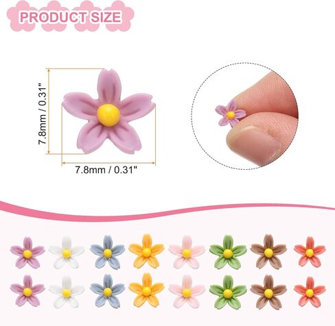 Mini Resin Flower, 0.31" Diameter, Miniature Tiny Flowers Dollhouse Mixing Colours - (Applications: for Fairy Garden Dollhouse Party Favors Micro Landscaping Nail Art) 50-Pieces in Kuwait