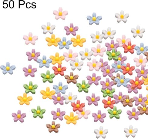 Mini Resin Flower, 0.31" Diameter, Miniature Tiny Flowers Dollhouse Mixing Colours - (Applications: for Fairy Garden Dollhouse Party Favors Micro Landscaping Nail Art) 50-Pieces in Kuwait