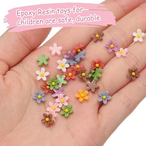 Mini Resin Flower, 0.31" Diameter, Miniature Tiny Flowers Dollhouse Mixing Colours - (Applications: for Fairy Garden Dollhouse Party Favors Micro Landscaping Nail Art) 50-Pieces in Kuwait
