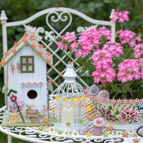 Mini Resin Flower, 0.31" Diameter, Miniature Tiny Flowers Dollhouse Mixing Colours - (Applications: for Fairy Garden Dollhouse Party Favors Micro Landscaping Nail Art) 50-Pieces in Kuwait