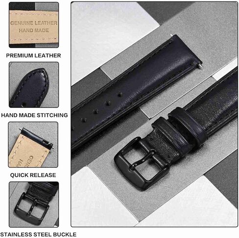 Anbeer Retro Watch Band Quick Release, Crazy Horse Leather Watch Straps for Men and Women, Band Width - 18mm 20mm 22mm 16mm 19mm 24mm in Kuwait