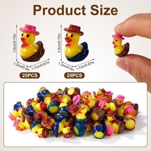 50pcs Mini Resin Cowboy Ducks, Tiny Small Cowboy Sheriff Resin Duck Figurine Miniature Garden Decor for Home Office Car Dashboard Decor Festive Gift (Brown, Pink) in Saudi Arabia