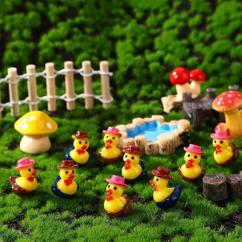 50pcs Mini Resin Cowboy Ducks, Tiny Small Cowboy Sheriff Resin Duck Figurine Miniature Garden Decor for Home Office Car Dashboard Decor Festive Gift (Brown, Pink) in Saudi Arabia