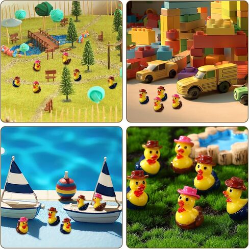 50pcs Mini Resin Cowboy Ducks, Tiny Small Cowboy Sheriff Resin Duck Figurine Miniature Garden Decor for Home Office Car Dashboard Decor Festive Gift (Brown, Pink) in Saudi Arabia
