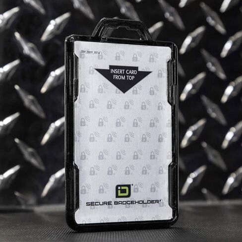 RFID Blocking Secure Badge Holder Lite – Vertical 1 Card Holder – Heavy Duty Hard Plastic ID Card Holder – Molded and Assembled in The USA – Black – Quanty 2 in Saudi Arabia