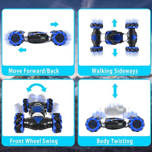 Gesture Sensing RC Stunt Car with Lights Music Hand Controlled Remote Control Car 4WD 2.4GHz Off-Road 360° Double Sided Rotation Stunt Car Birthday Gift Idea for Boys Girls (Blule) in Saudi Arabia