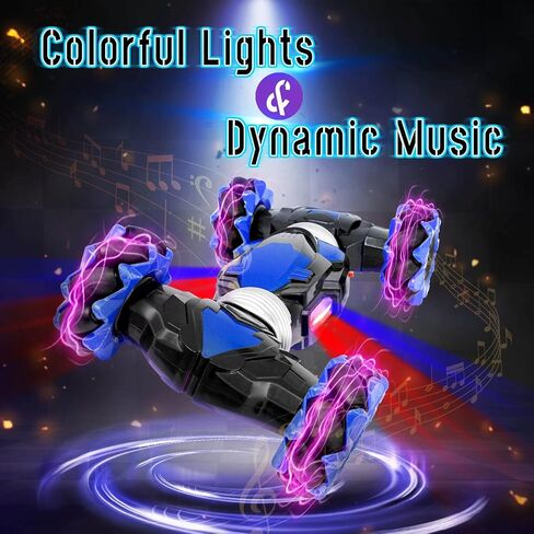 Gesture Sensing RC Stunt Car with Lights Music Hand Controlled Remote Control Car 4WD 2.4GHz Off-Road 360° Double Sided Rotation Stunt Car Birthday Gift Idea for Boys Girls (Blule) in Saudi Arabia