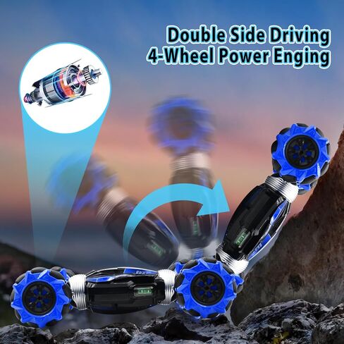 Gesture Sensing RC Stunt Car with Lights Music Hand Controlled Remote Control Car 4WD 2.4GHz Off-Road 360° Double Sided Rotation Stunt Car Birthday Gift Idea for Boys Girls (Blule) in Saudi Arabia
