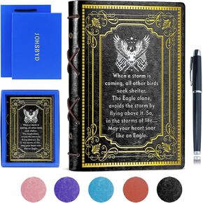 Eagle Gift for Scouts Faux Leather Vintage Notebook Scouts Leader Gifts Purple A5 Lined Leather Journal Notebook,320 Pages Thick Ruled Paper With Pen,Scoutmaster Court of Honor Graduation Gift for Daughter Son (Eagle Purple)