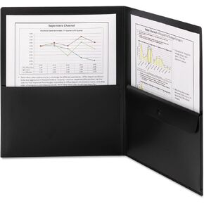 Smead 87700 Poly Two-Pocket Folder w/Security Pocket 11 x 8 1/2 Black 5/Pack