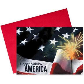 CEO Cards - July 4th Greeting Cards (Sparkler & Flag Design), 5x7 Inches, 25 Cards & 26 Red Envelopes (JF1505)