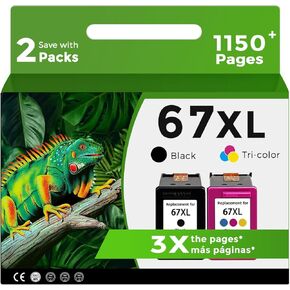 67XL Ink Cartridges Replacement for HP 67 XL Black Color Combo Pack for HP67 HP67XL 2700 2700e 4100 6400 4155e 2755e 6000 2855e 2752e 4100e 6458 6455e 4152 6055e 6052e 4152e 2742e 2755 6400e