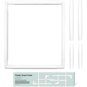 HAND U JOURNEY 2Pcs 17''x17'',11"x8" Universal Clip Frame Set, Square Rectangle Plastic Clip Frame for Embroidery, Quilting, Cross-Stitch, Punch Needle, Silk-Painting. Also Can be Used as 17''x11''