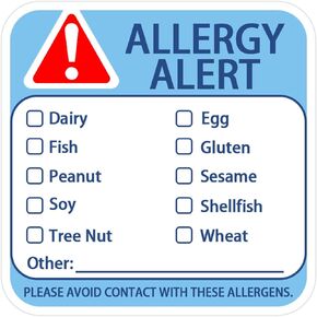 300 PCS Allergy Alert Stickers Food Allergen Safety Identification Stickers Allergy Avoidance Stickers Writable Allergen Checklist Stickers for School Home Cake Bakery Allergy Alert Safety, 1.5 Inch