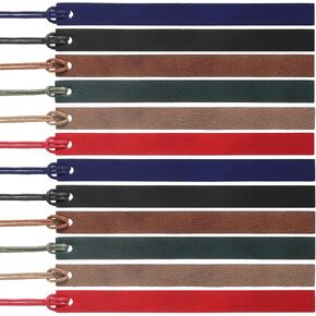 12 Pack Leather Bookmarks Handmade Leather Page Markers Colorful Bookmarks with Leather Rope Personalized Leather Book Marks Aesthetic Bookmarks for Men Women Readers Writers Teachers(6 Colors)