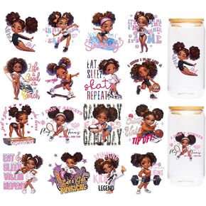 UV DTF Cup Wraps Stickers - 20 Sheet Black Girl UV DTF Transfer Sticker, Bible UVDTF Cup Wraps for 16 oz, Christian Quotes Design, Creative DIY Crafts for Water Bottle