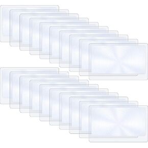 HESTYA 20 Pcs 3X Fresnel Lens Bulk Credit Card Magnifier Pocket Size Wallet Magnifier Lenses Card Thin Portable Lenses for Jewelry Loupe Reading or Fire Starter