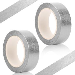2 Roll Silver Metallic Washi Tape Foil Washi Tapes Decorative Graphic Art Paper Tape Self Adhesive Masking Washi Tape for Scrapbooking DIY Craft Decoration Gift Wrapping, 0.6 in X 32 ft/Roll