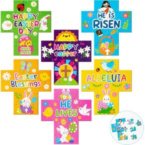 Haooryx 12PCS Christian You are A Pieces of Gods Plan Puzzles Colorful Cross Rainbow Religious Children Paper Puzzle Game for Kid Sunday School Educational Jigsaw Puzzle Easter Classroom VBS Activity