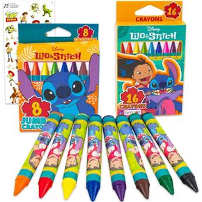 Disney Lilo and Stitch Jumbo Crayons for Toddlers - Bundle with Chunky Crayons for Toddlers Featuring Stitch for Party Favors, Goodie Bags, More Stitch Crayon Set
