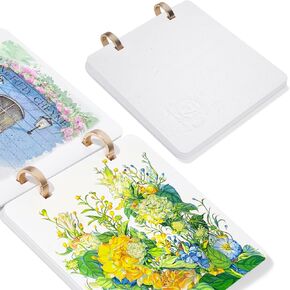 Lightwish Square Watercolor Journal,Hot Press,140lb/300gsm,Acid-Free,100% Cotton Watercolor Paper Sketchbook,20 Sheets,7.48 * 7.48 in,Ideal for Artists and Students