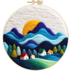 طقم Euubuy Eeedle Botter Starter ، طقم الطلاء المحسّن للمبتدئين الإبرة المصنفة مع إبرة محسوسة ، إطار صورة ، وسادة رغوة ، قماش محسوس ، تعليمات in Kuwait