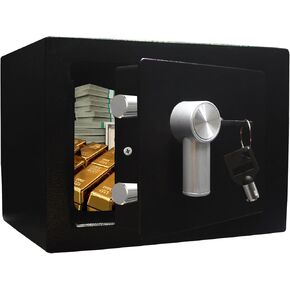 Yuanshikj Steel Safe Box - Key Locked, 0.2 Cubic Ft Small Home Safe for Cash & Jewelry (PINK)
