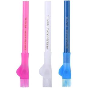 3PCS Colorful Sewing Fabric Pencils, Tailor 's Mark Chalks Fabric Chalk Pens, Fabric Marking Pencil with Cover Brush Dressmaker Marker and Tracing Tools Sewing Marking and Tracing Tools, Sewing Tools
