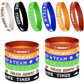 MIAHART 16 Pieces Football Theme Bracelets Silicone Wristband for Sport Theme Birthday Party Favors, 6 Styles