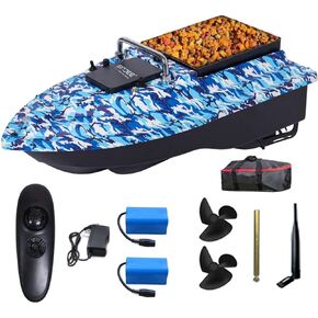 Bait Boat, RC Bait Boat with 500m/546yards Remote Control, 2kg/4.4lbs Load Capacity, Dual Battery & Motor System for Long-Range Bait Deployment, Ideal for Fishing Enthusiasts
