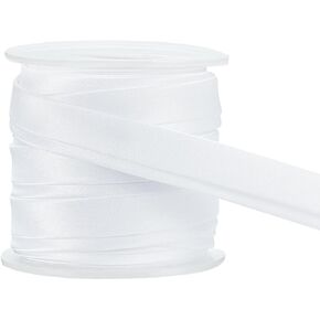 BENECREAT 13.5 Yard Satin Bias Tape, 5/8 inch Double Fold Satin Binding Bias Ribbon for Sewing, Decoration, Upholstery, Furniture, Piping and Garments, White