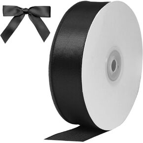 Luomorgo 1 Inch Satin Ribbon, 50 Yards Black Satin Ribbon, Fabric Ribbon for Gift Wrapping, Flower Bouquet, DIY Craft, Sewing, Wedding, Birthday Party Decorations