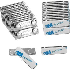 Upgraded Strong Name Tags/ID Badge Magnets, 10 Pack Magnetic Name Badge Holders with Steel Back Plate, Fastener with Adhesive on Front Plate, High Strength Neodymium Magnets ID Holder