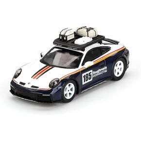 Porsch 911 Dakar Rallye Design Package White and Navy, Roughroads #185 Racing Edition with Roof Rack 1:64 (2.75") Scale Diecast Model Car MGT00805